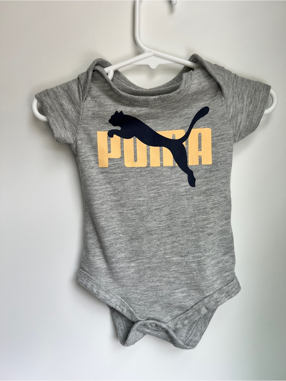 Puma Gray Logo Short Sleeve Bodysuit | 0-3 Months
